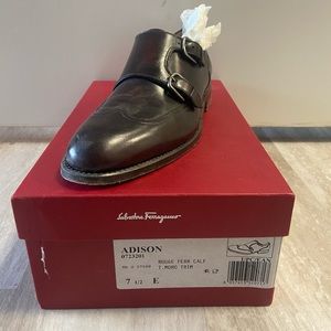 FERRAGAMO Adison Double Monk Strap Leather Dress Shoes